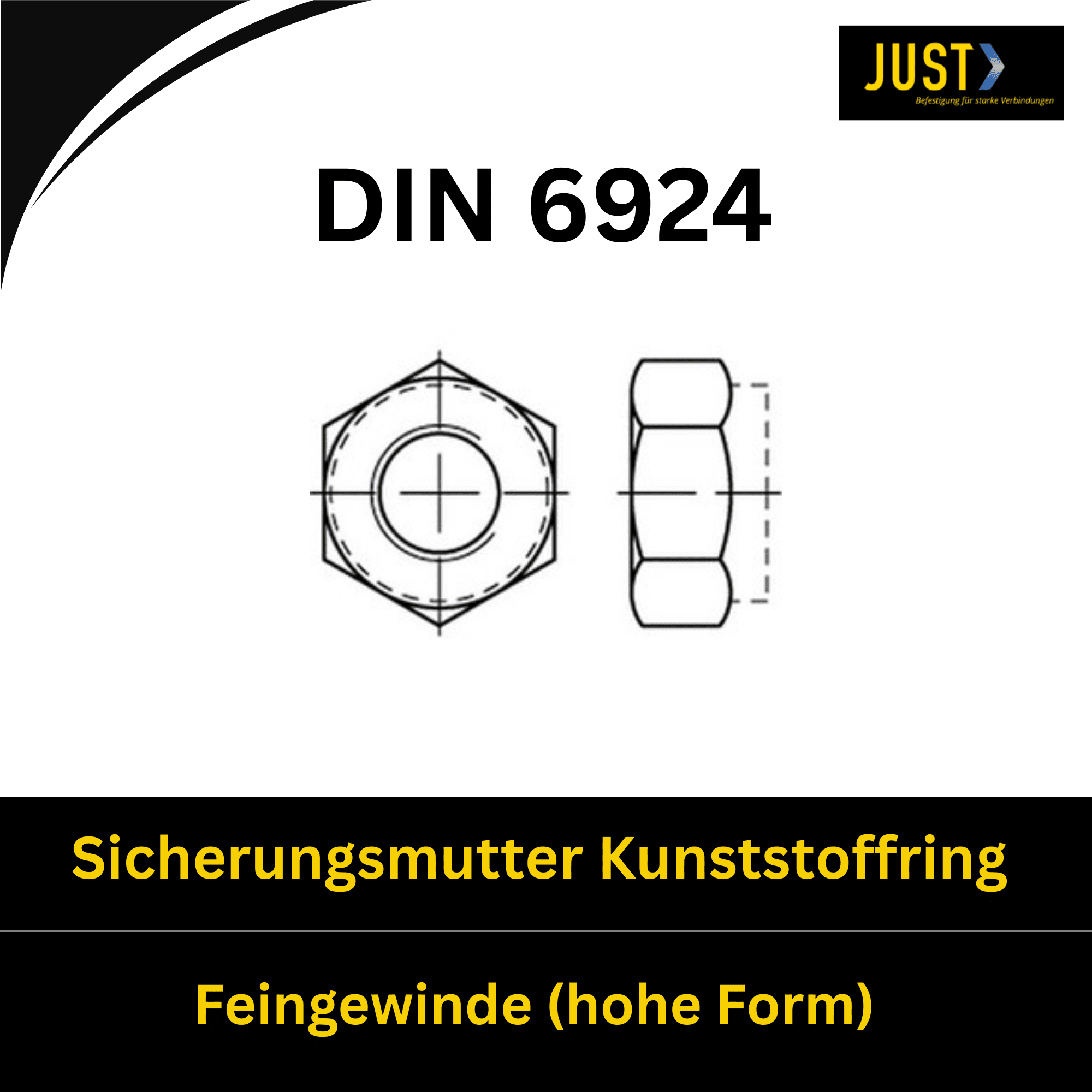 Bild für Kategorie DIN 6924 ➤ Sicherungsmutter Kunststoffring  - hohe Form- (Feingewinde)